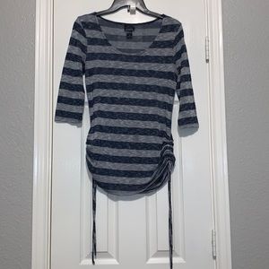 Blue and gray striped knit maternity top Medium